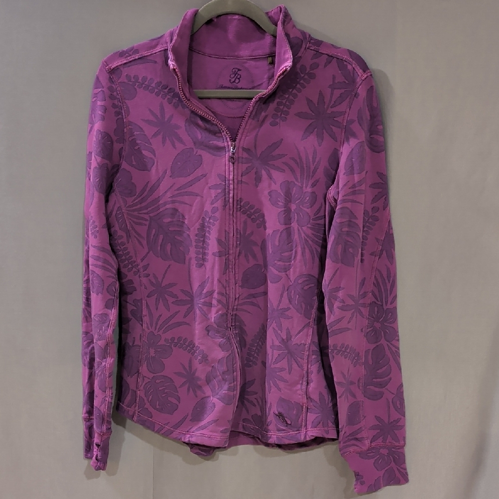 Purple Floral Zip-Up Jacket M